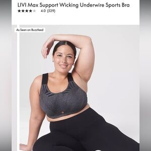 Lane Bryant LIVI Max Support Wicking Underwire Sports Bra